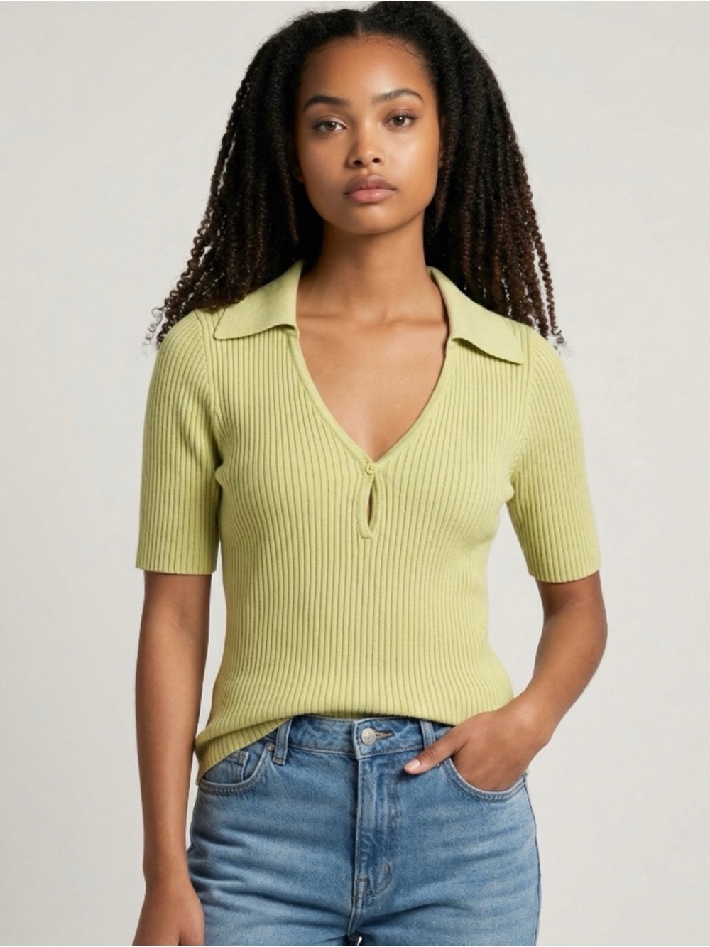 Weekend Stories Green Dane Knit Top